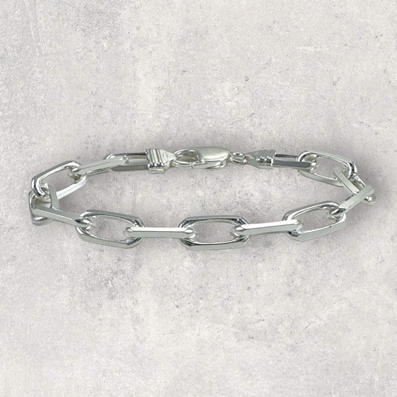 925 ITALY Sterling Silver Knife Cut 8.3mm Anchor Chain Men's Bracelet - Picture 1 of 5